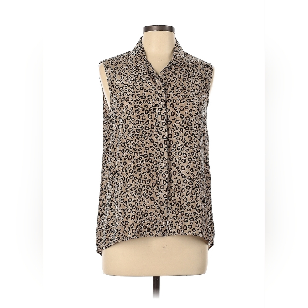 Theory Leopard Silk Blouse, Large